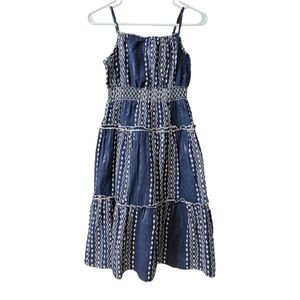 Lilt Girls Sundress Size 10/12 Blue White Silver Lined